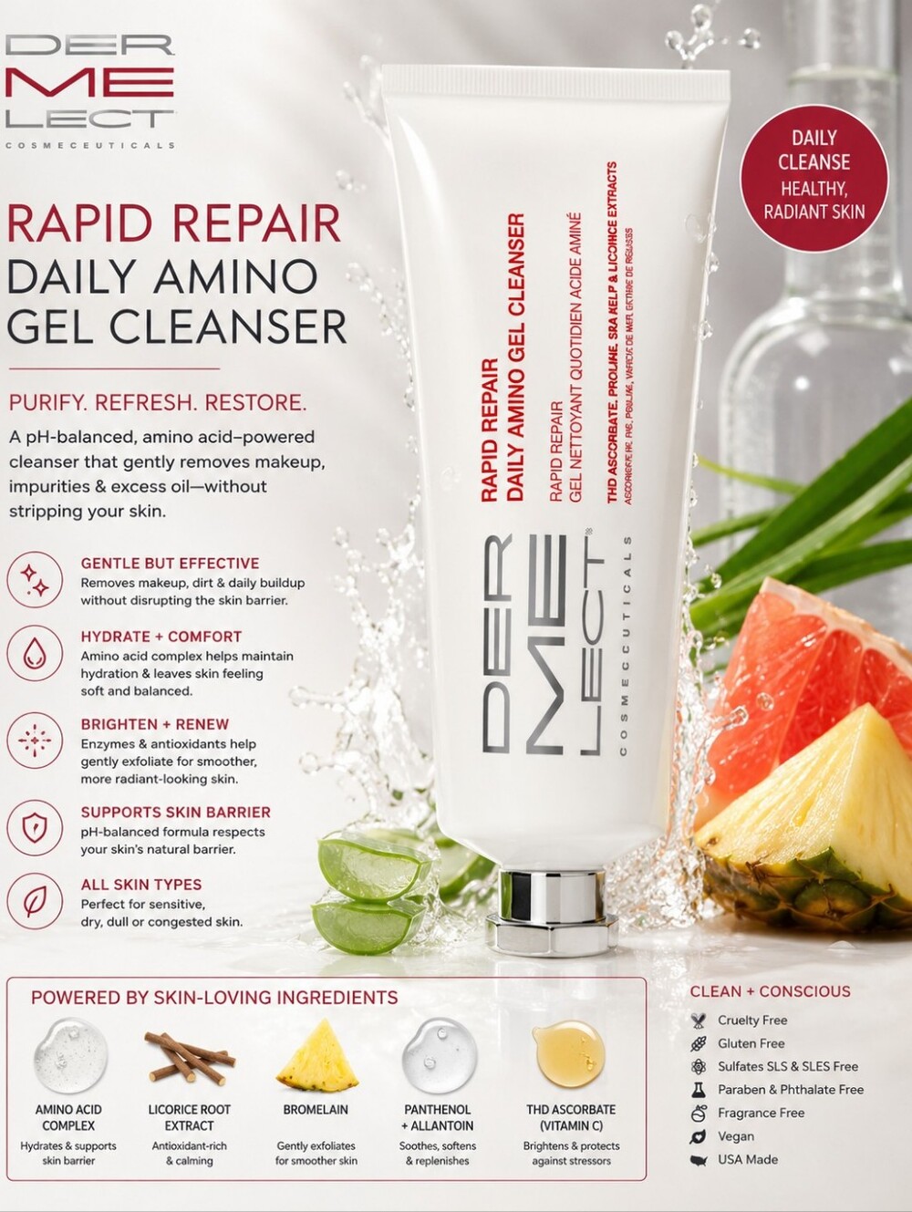 Dermelect Rapid Repair Daily Amino Gel Cleanser